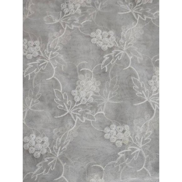 Vintage Sheer and Lace Off-White Needlepoint Grape Vine Tablecloth - Picture 1 of 9